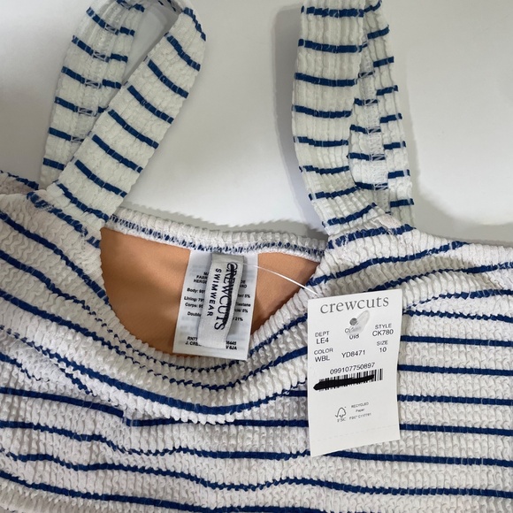 NWT!! Girl’s J. CREW Crewcuts Smocked Bikini Swim Top Swimsuit Striped Size 10 - Picture 8 of 11